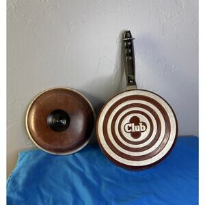Club Cookware Vintage 1 QT Cast Aluminum Sauce Pan & Lid Round Knob Dark Brown